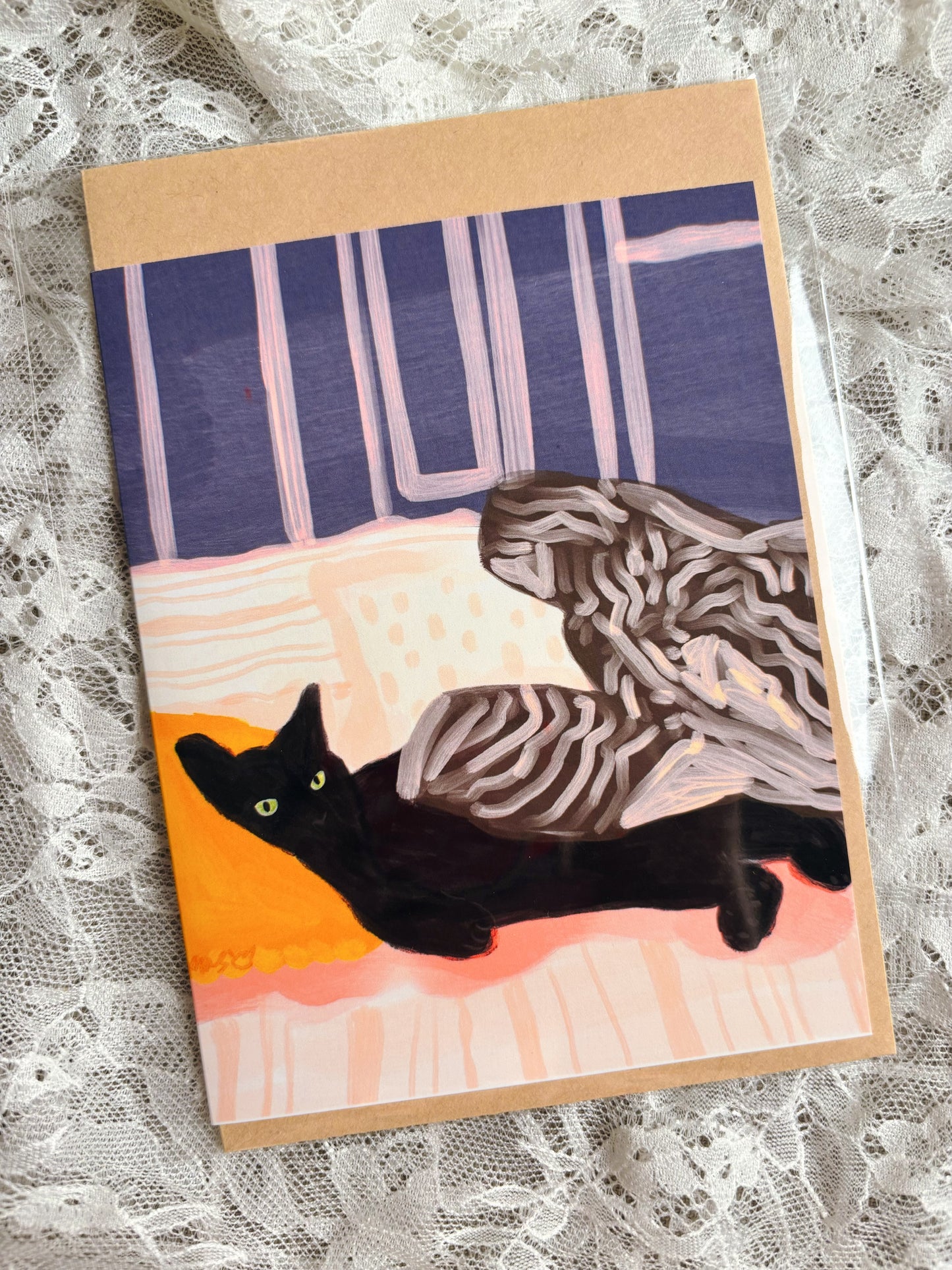 Greeting Card - Lying in bed, Stay comfort card