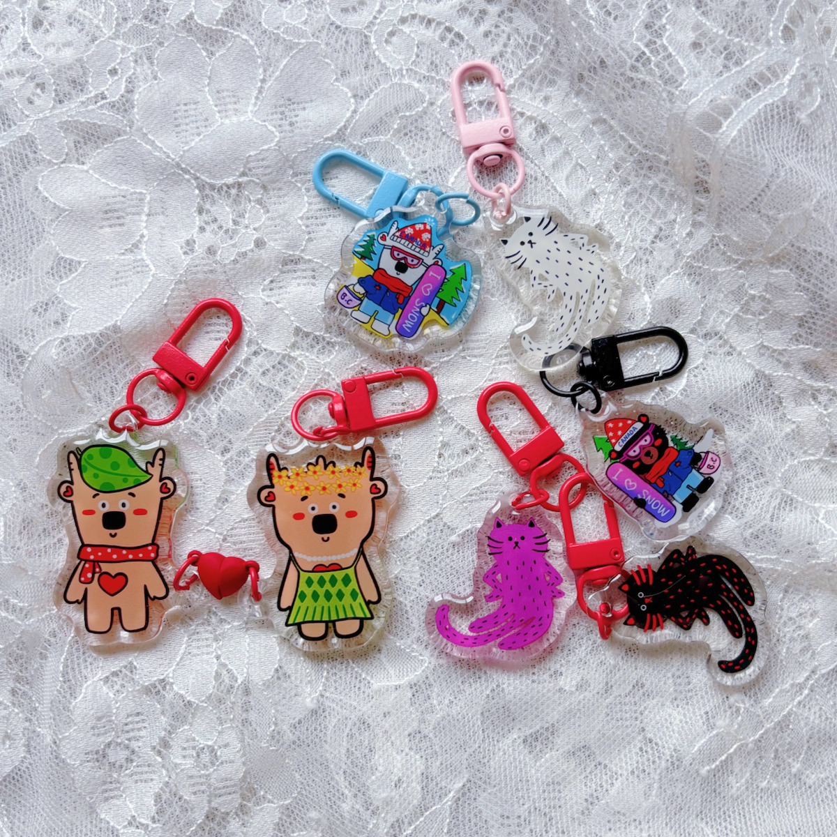 "Excuse Me" Cat Keychain - Pink