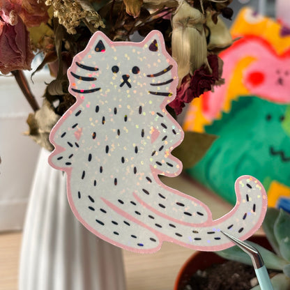 “Excuse Me?” Cat Sticker - white