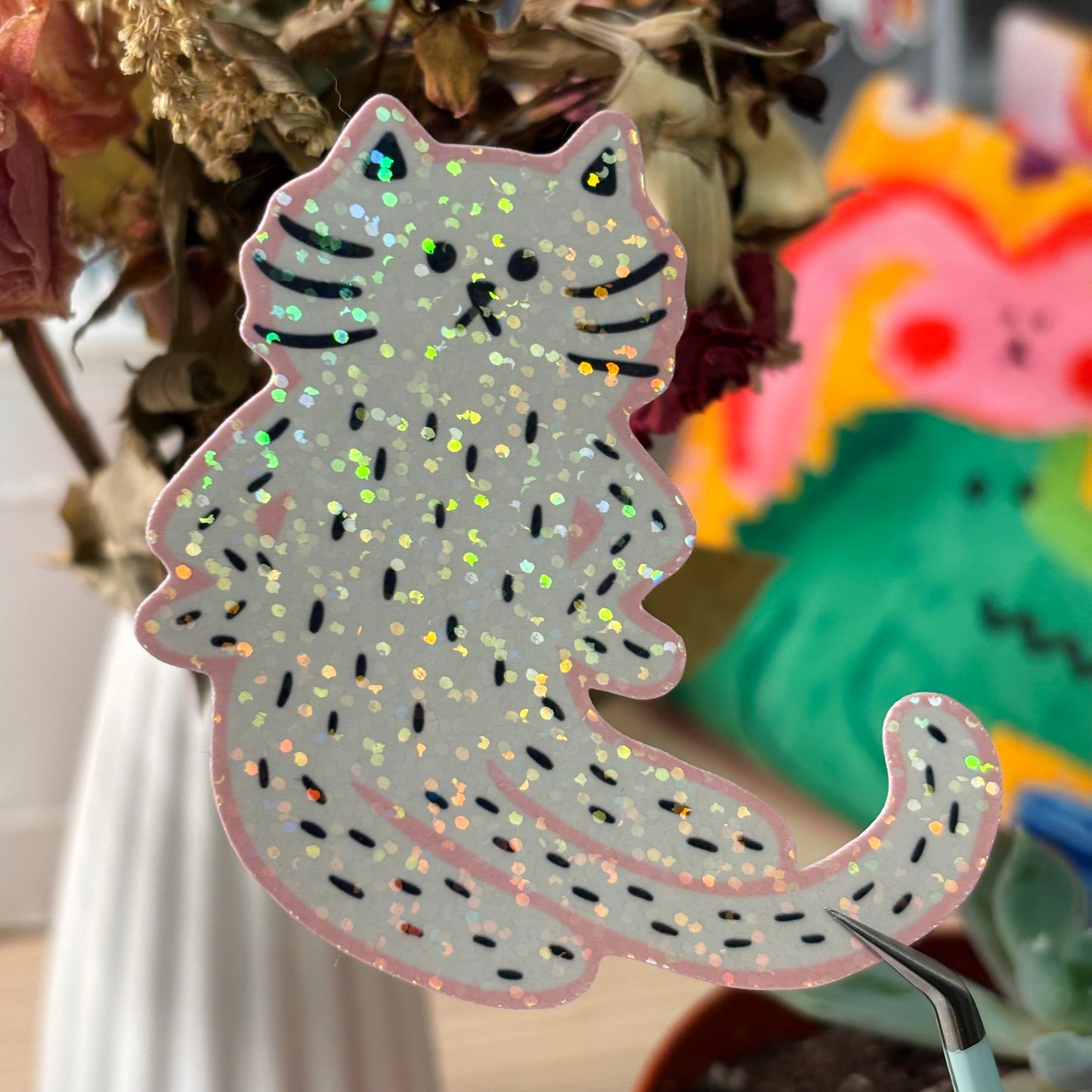 “Excuse Me?” Cat Sticker - white