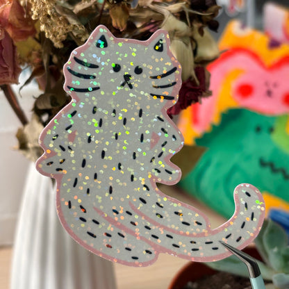 “Excuse Me?” Cat Sticker - white