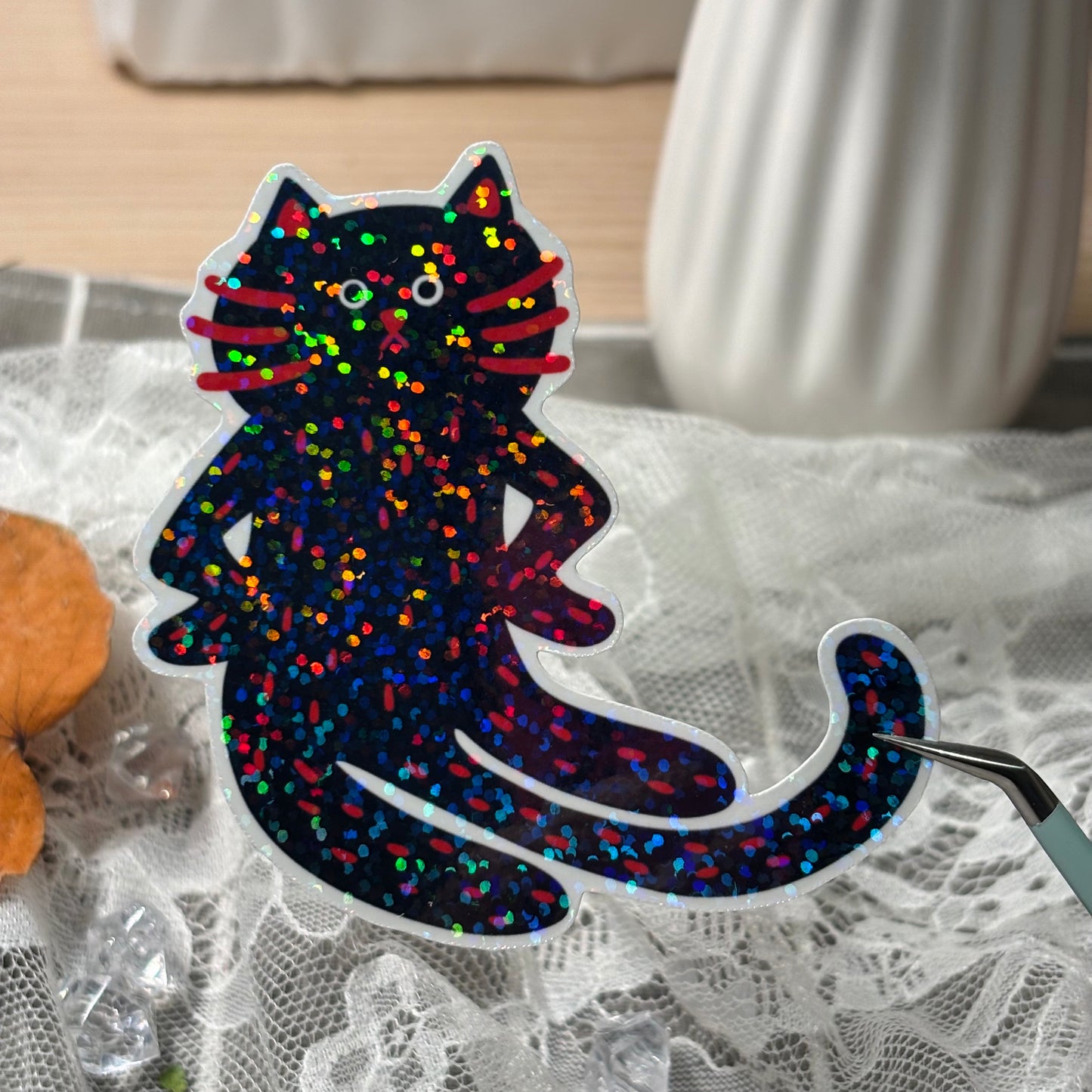 “Excuse Me?” Cat Sticker - Black