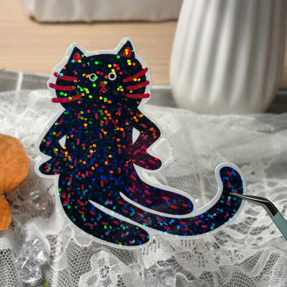 “Excuse Me?” Cat Sticker - Black