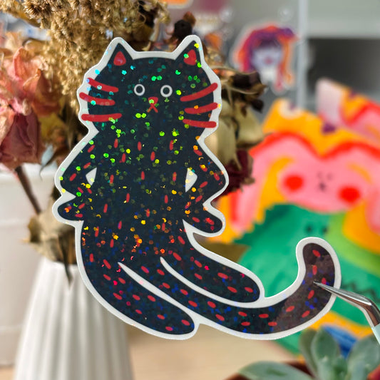 “Excuse Me?” Cat Sticker - Black