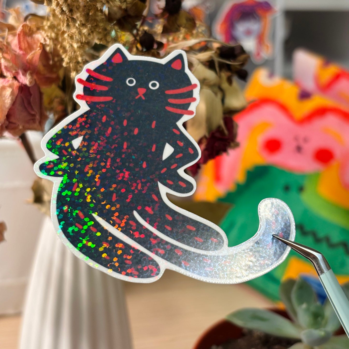 “Excuse Me?” Cat Sticker - Black
