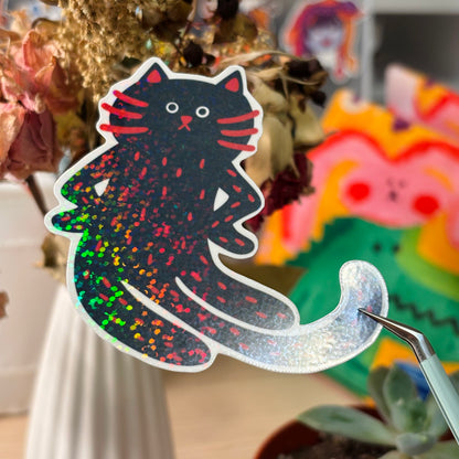 “Excuse Me?” Cat Sticker - Black