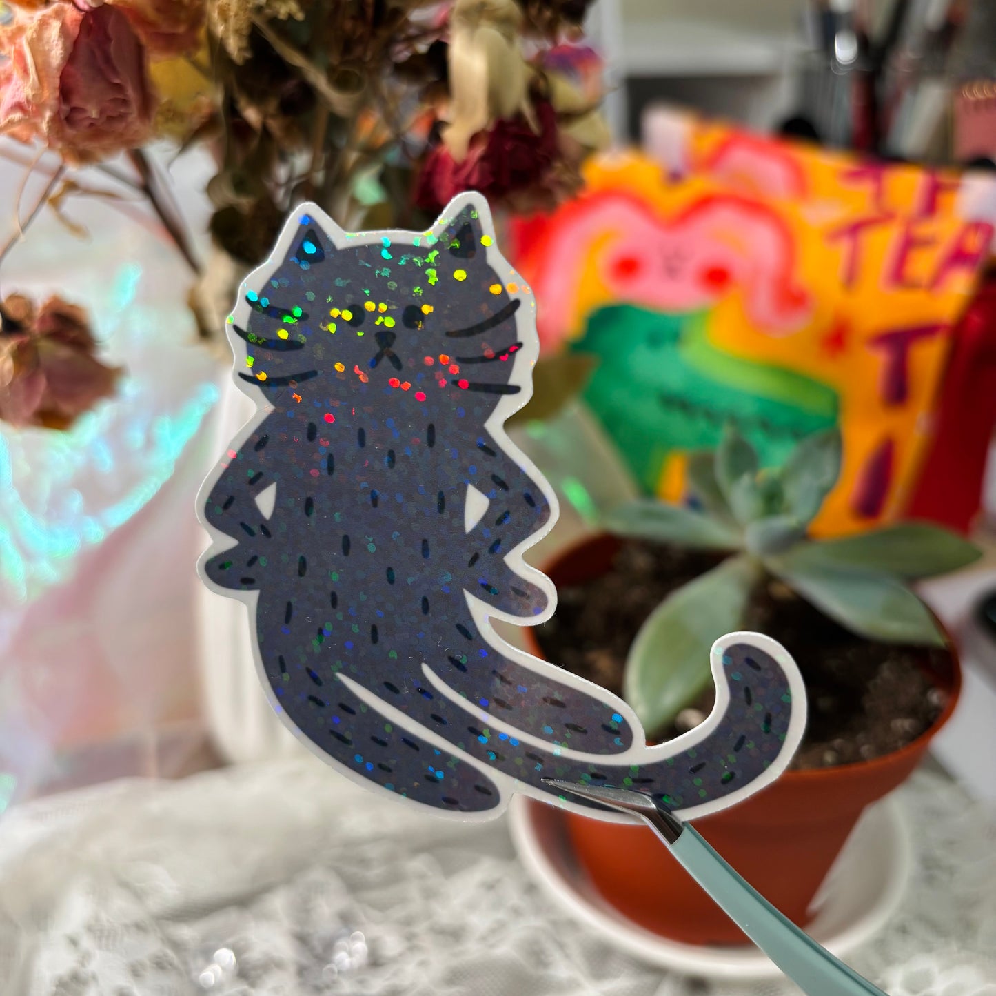 “Excuse Me?” Cat Sticker - Grey