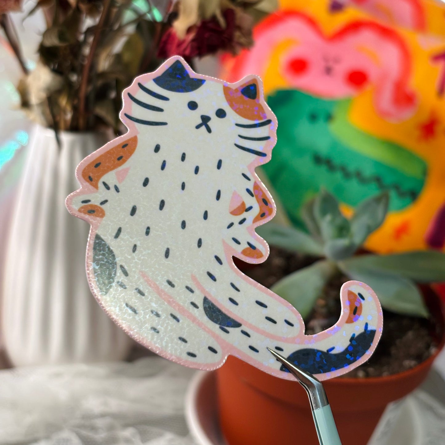 “Excuse Me?” Cat Sticker - Multicolor