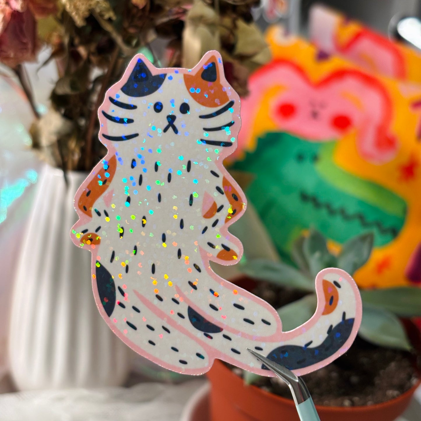 “Excuse Me?” Cat Sticker - Multicolor
