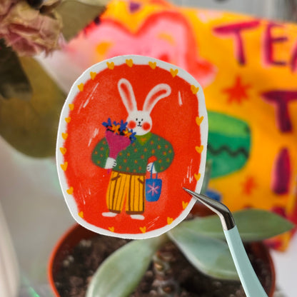 Rabbit with flowers sticker