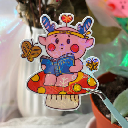 Reading Deer Sticker - Pink