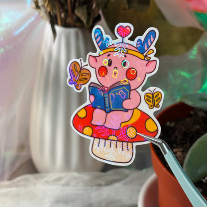 Reading Deer Sticker - Pink