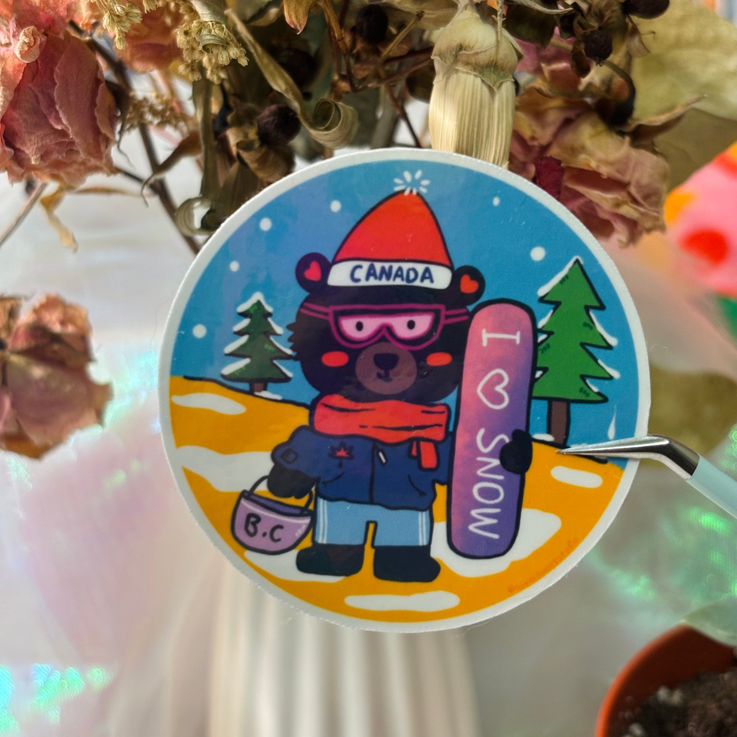 I Love Snow - Black Bear Sticker