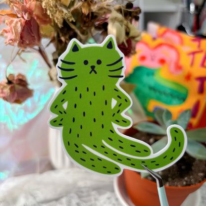 “Excuse Me?” Cat Sticker - Green