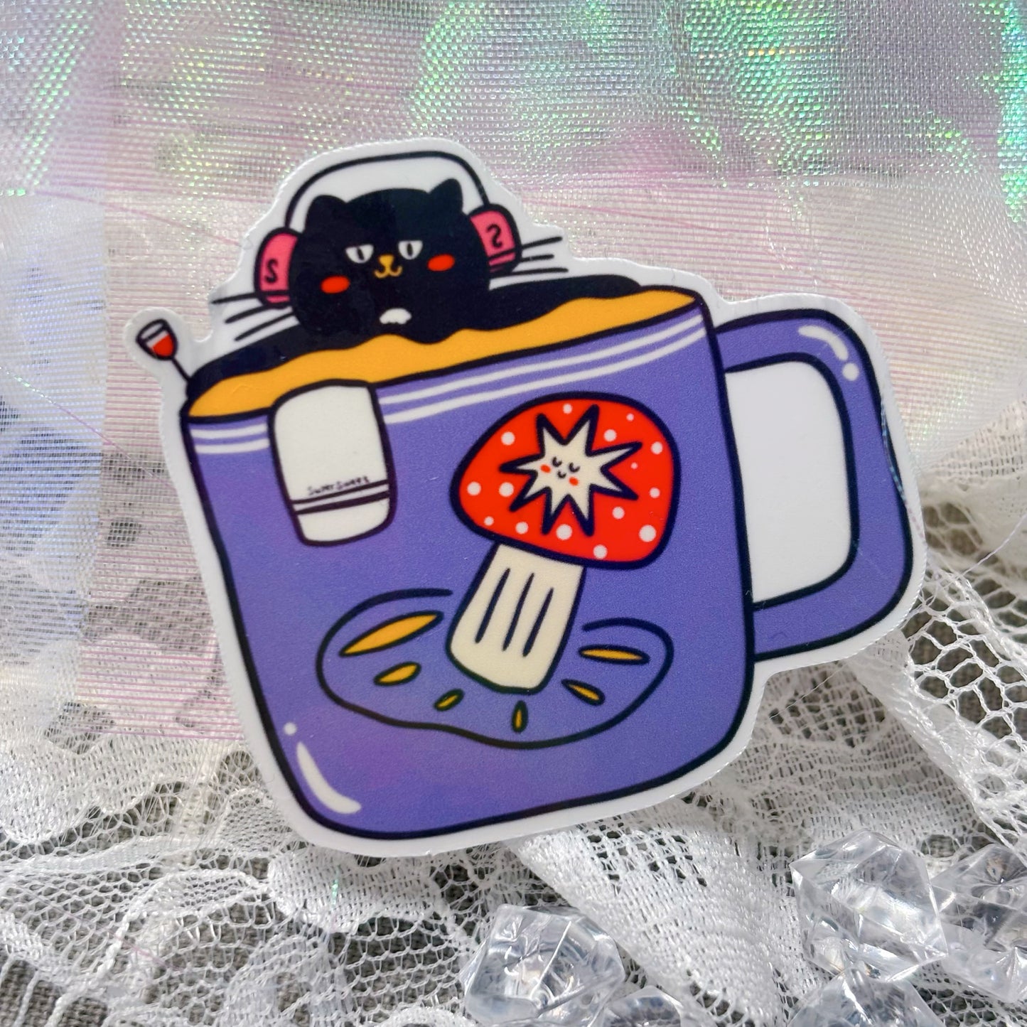 Cup cat sticker
