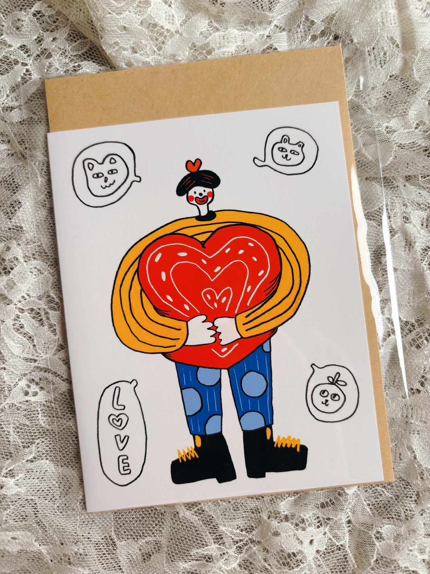 Greeting Card - “love” Joker With Heart Pillow