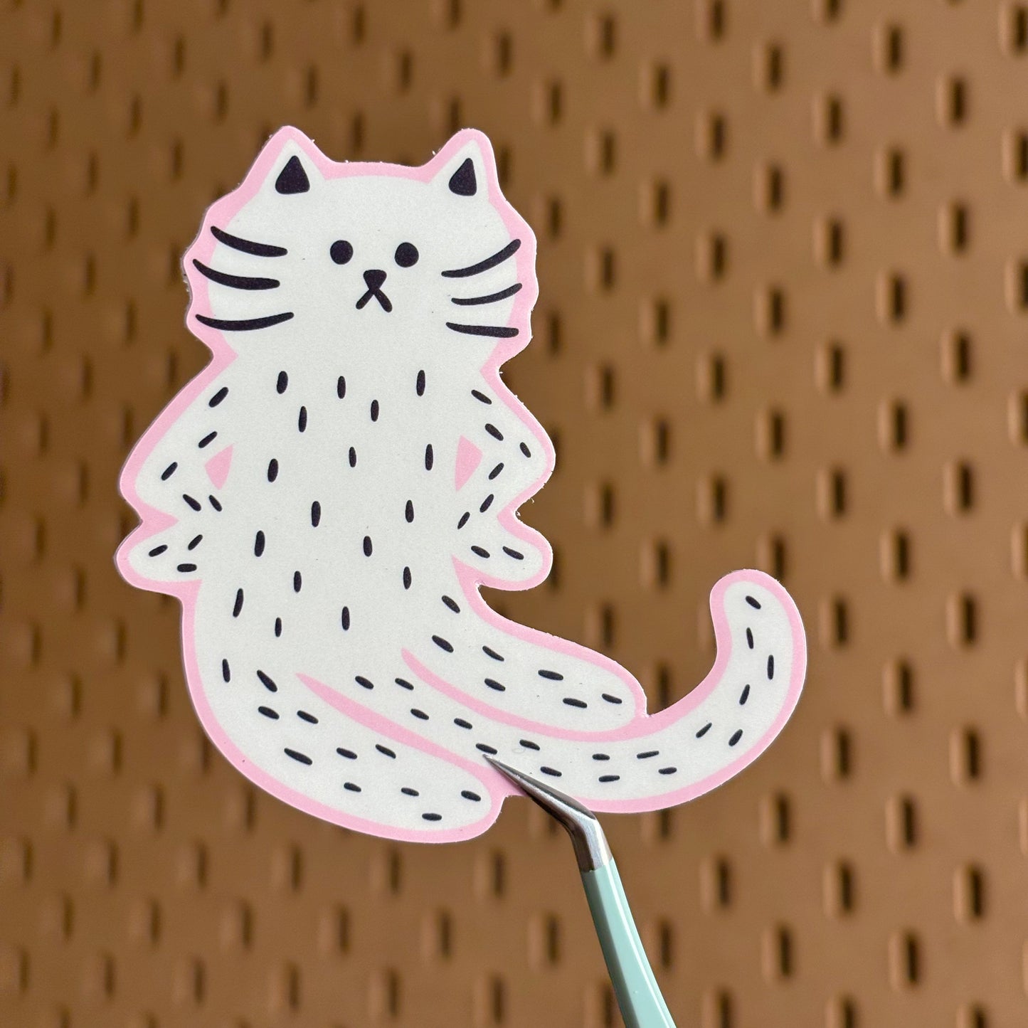 “Excuse Me?” Cat Sticker - White