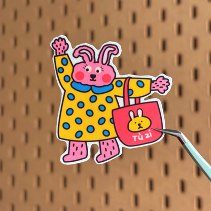 Rabbit With Polka Raincoat & Tote
