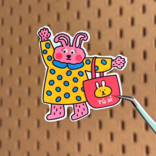 Rabbit With Polka Raincoat & Tote