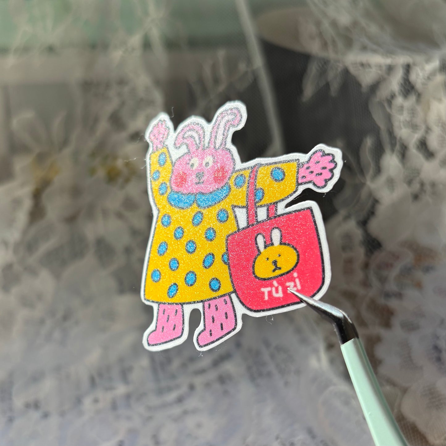 Rabbit With Polka Raincoat & Tote