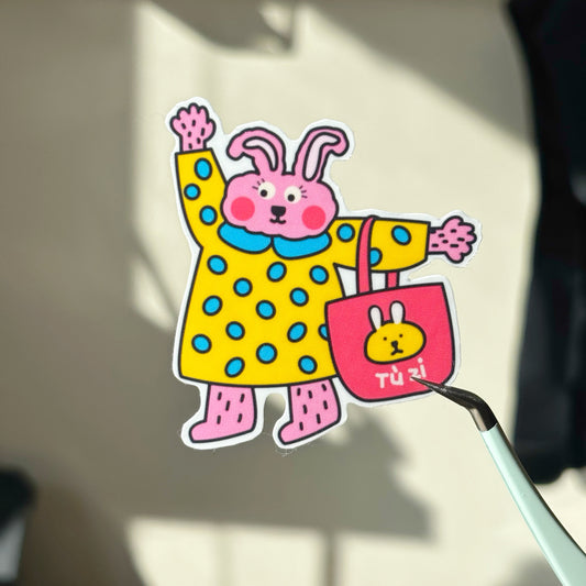 Rabbit With Polka Raincoat & Tote