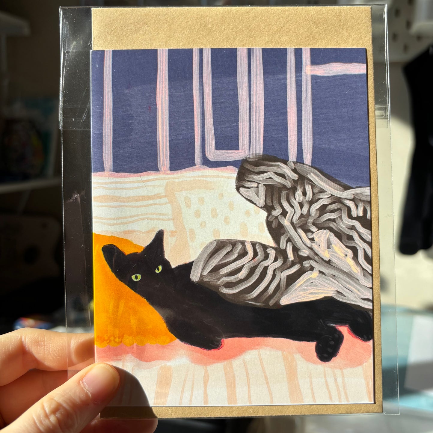 Greeting Card - Lying in bed, Stay comfort card