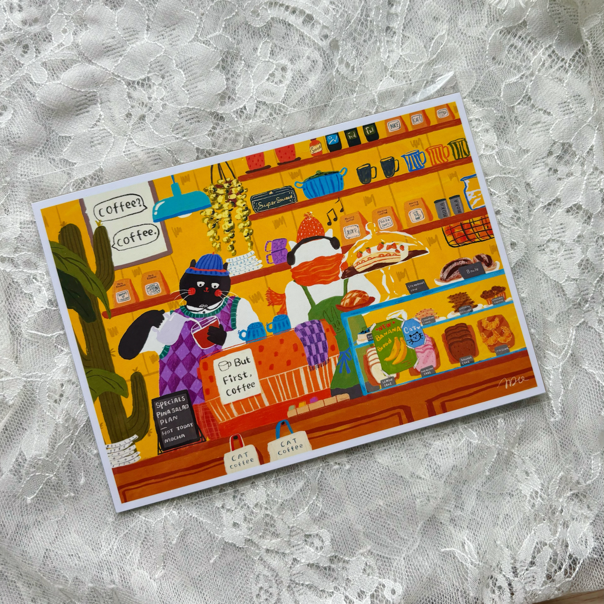 Cat Cafe 5x7 Print