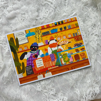 Cat Cafe 5x7 Print