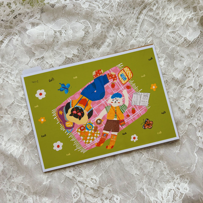 Cat Picnic 5x7 Print - March Mail Club