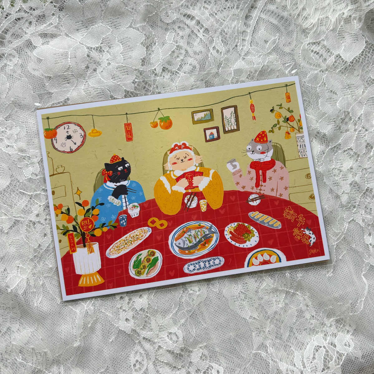 Cat Reunion Dinner 5x7 Print - February Mail Club