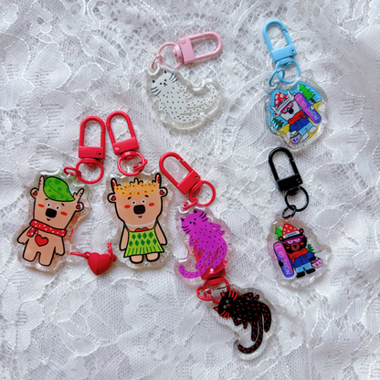 "Excuse Me" Cat Keychain - Pink