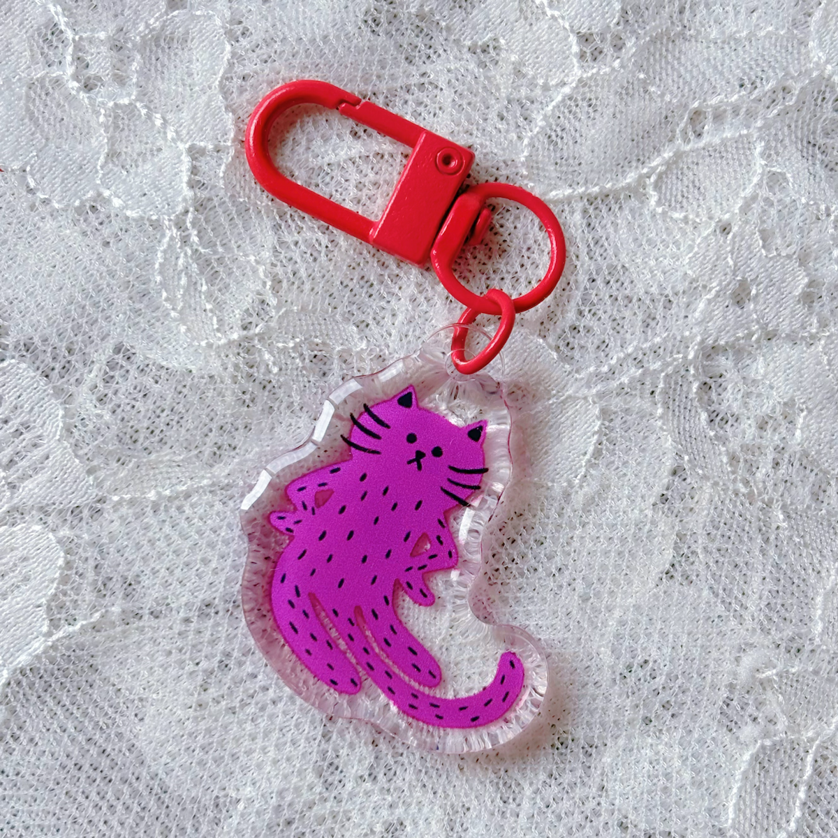 "Excuse Me" Cat Keychain - Pink