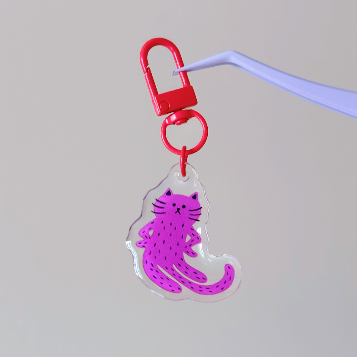 "Excuse Me" Cat Keychain - Pink