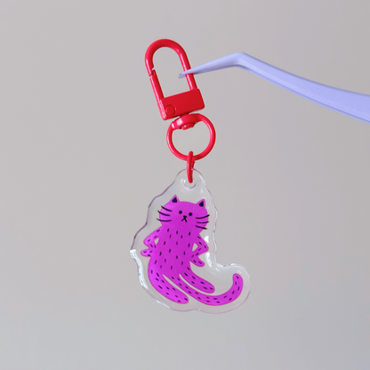 "Excuse Me" Cat Keychain - Pink