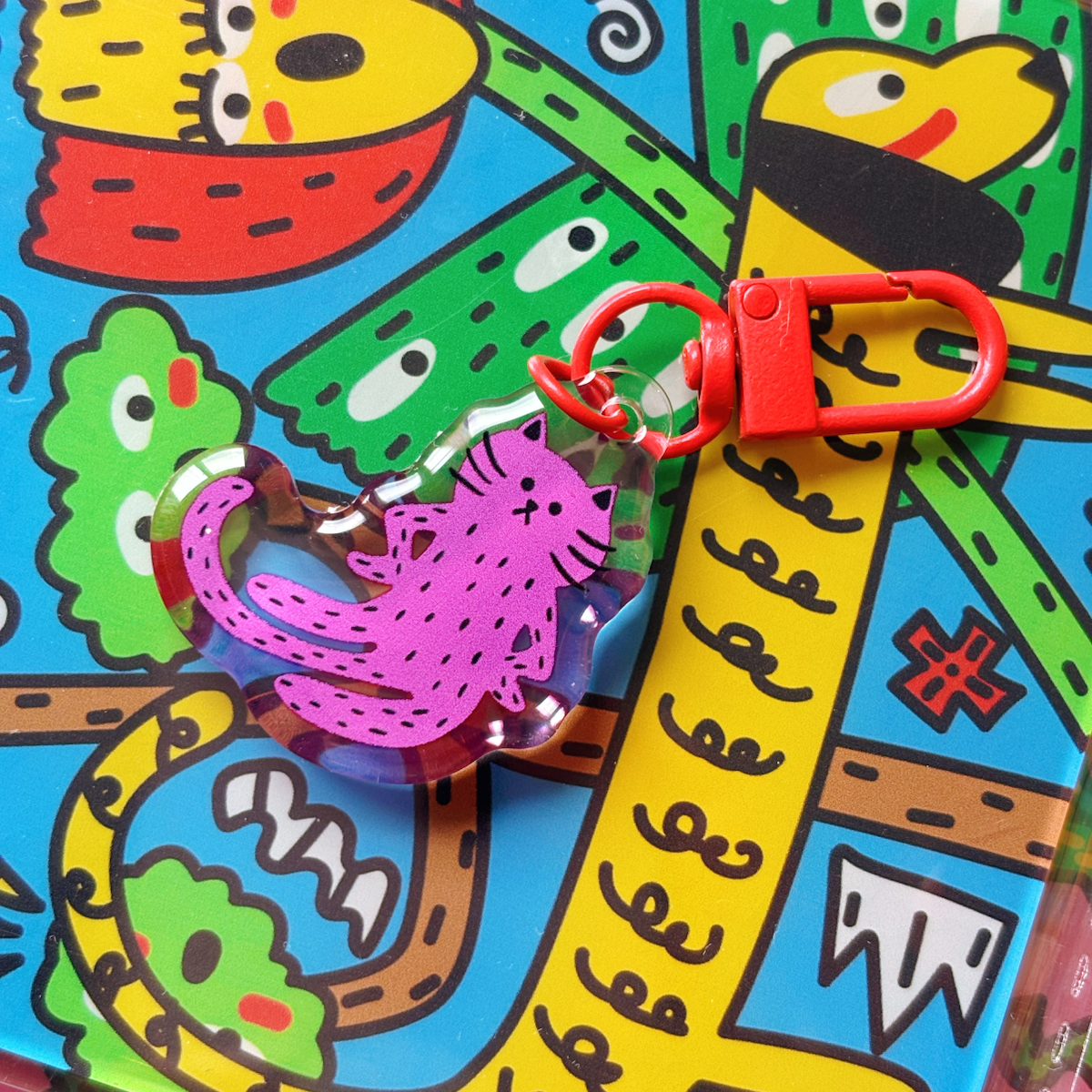 "Excuse Me" Cat Keychain - Pink