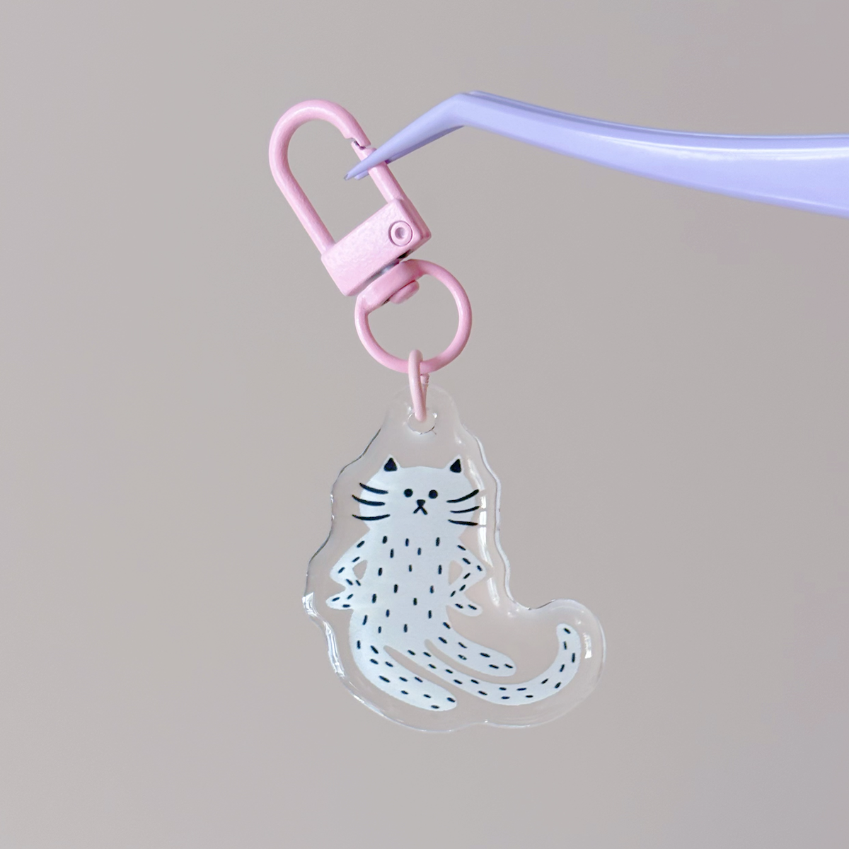 "Excuse Me" Cat Keychain - White
