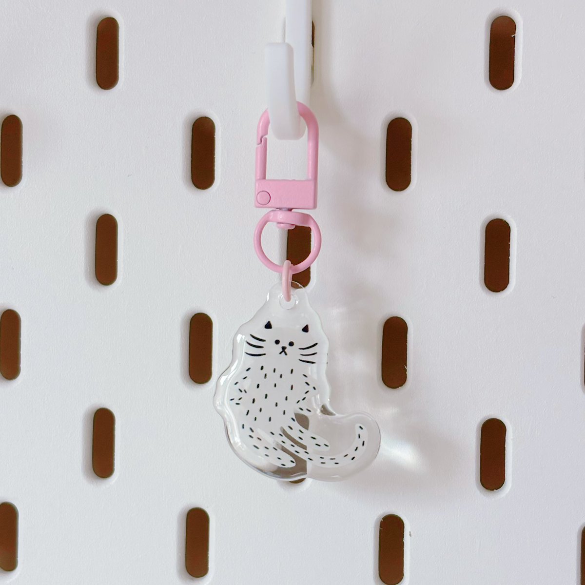 "Excuse Me" Cat Keychain - White