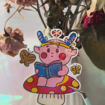 Reading Deer Sticker - Pink
