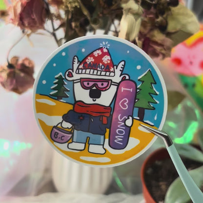 I Love Snow - White Bear Sticker