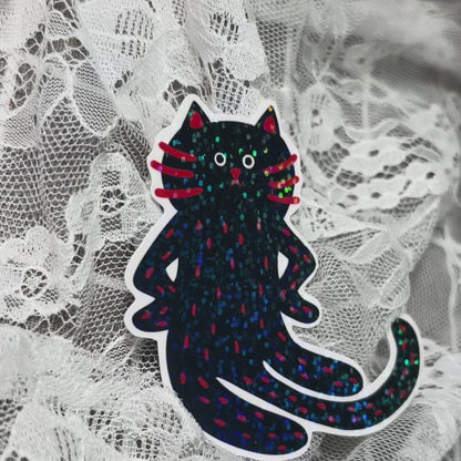 “Excuse Me?” Cat Sticker - Black