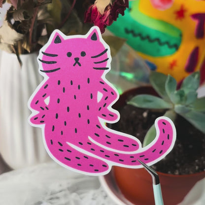 “Excuse Me?” Cat Sticker - pink