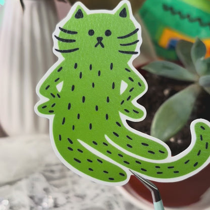 “Excuse Me?” Cat Sticker - Green