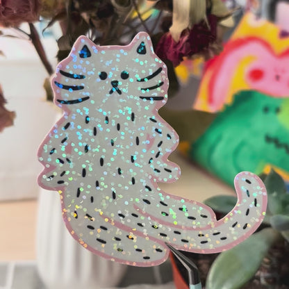 “Excuse Me?” Cat Sticker - white