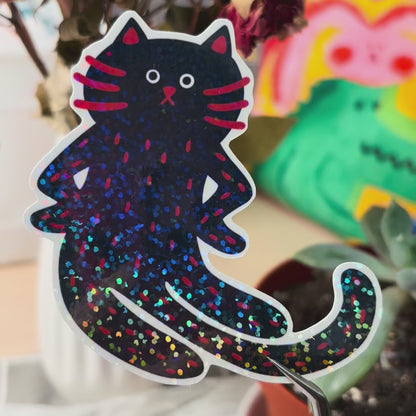 “Excuse Me?” Cat Sticker - Black