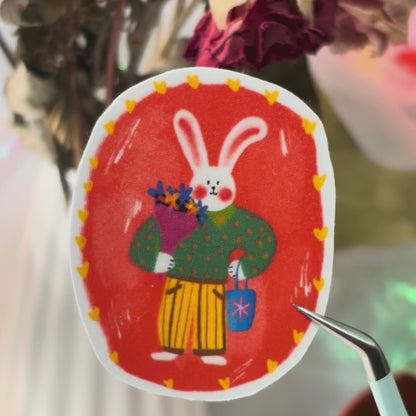 Rabbit with flowers sticker