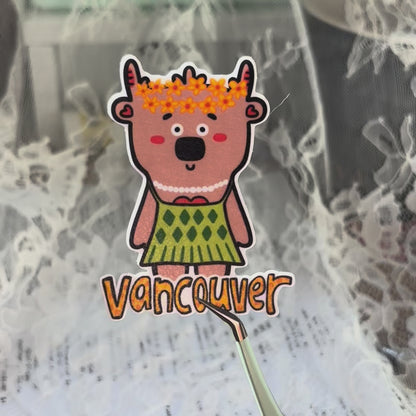 Vancouver Little Beardeer Sticker - Flowers
