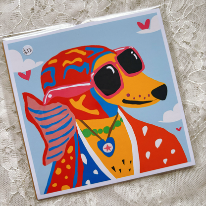 Rainbow Dog 5x5 Print