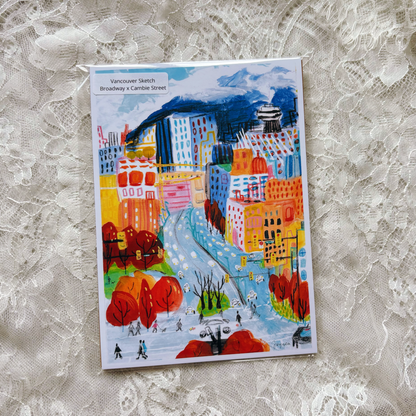 Vancouver Broadway and Cambie Sketch 5x7 Print