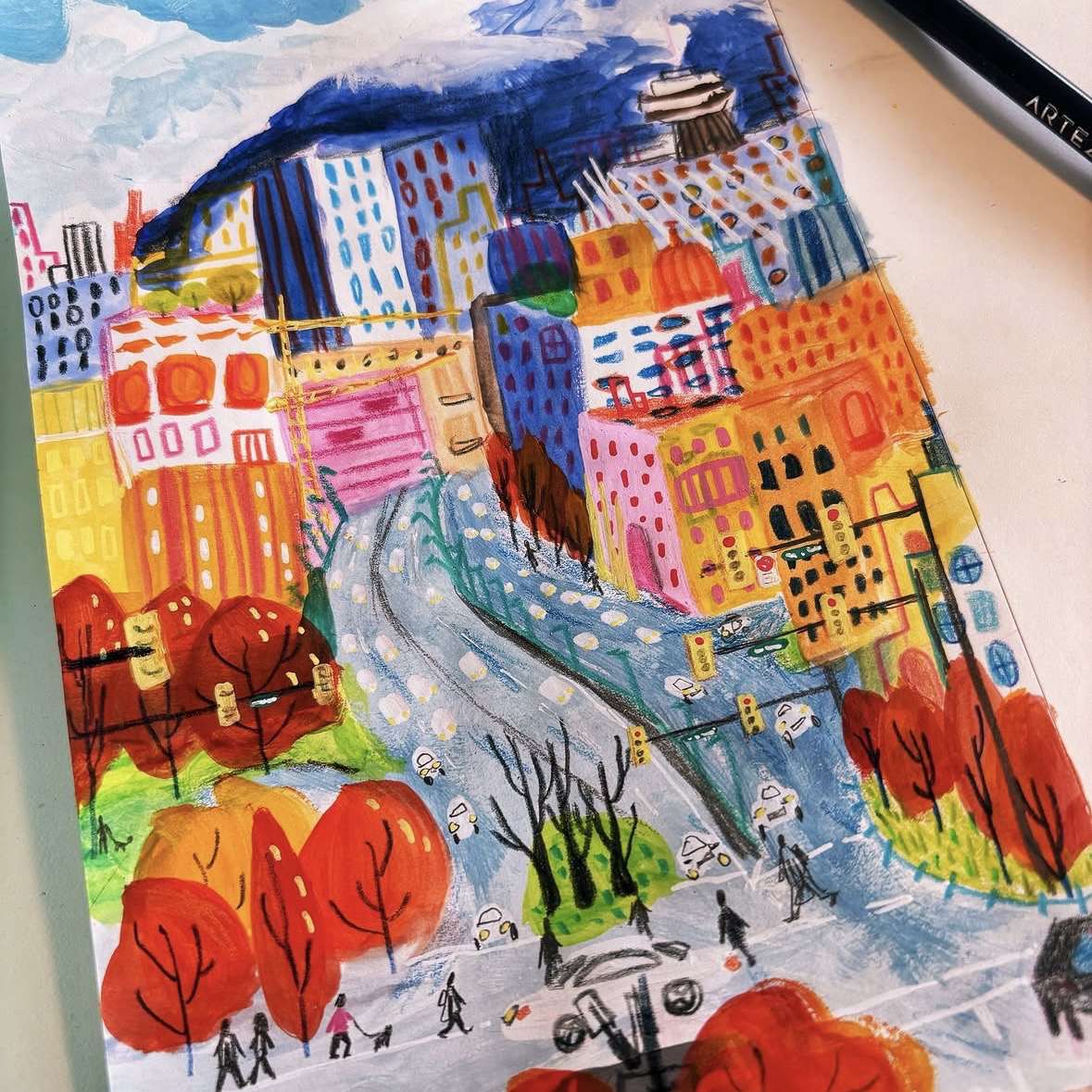 Vancouver Broadway and Cambie Sketch 5x7 Print