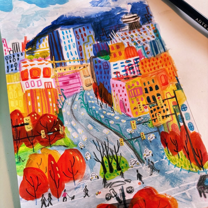 Vancouver Broadway and Cambie Sketch 5x7 Print